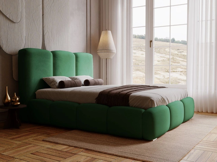 Polsterbett mit Bettkasten und Lattenrost 160x200 Bubble Grün