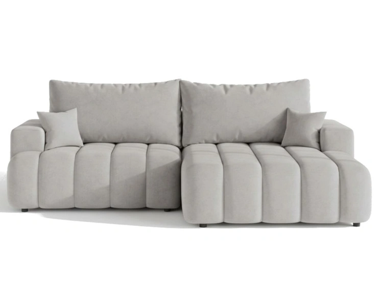 Ecksofa L-Form Rechts mit Schlaffunktion und Bettkasten Caleo Hellgrau