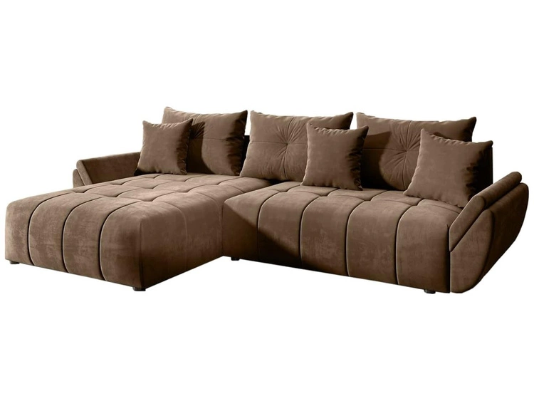 Ecksofa L-Form mit Schlaffunktion und Bettkasten Decor L Braun
