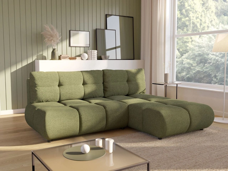 Ecksofa mit Schlaffunktion und Bettkasten Rechts Milet Grün