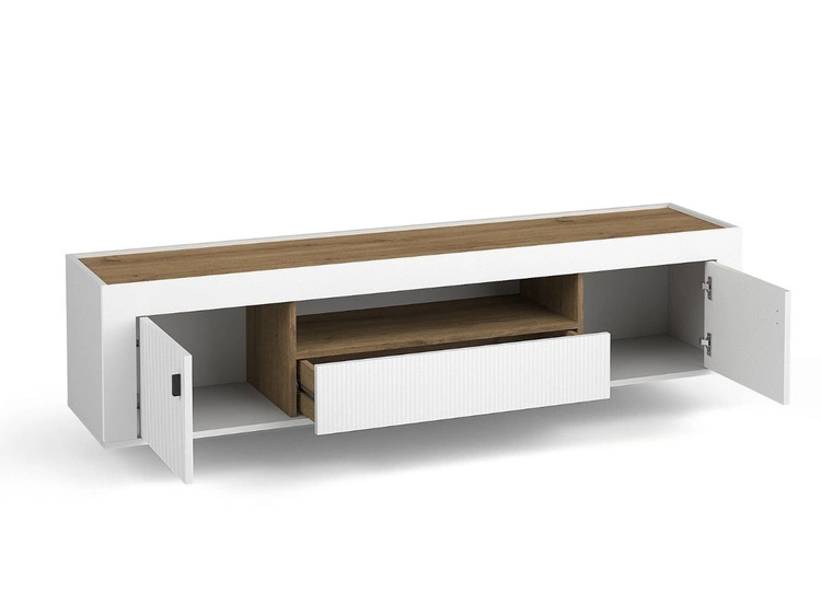 TV-Lowboard mit Schublade und Türen Messina Weiß