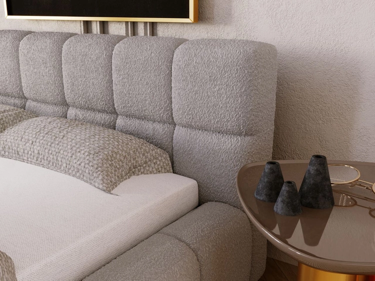 Polsterbett mit Bettkasten und Lattenrost 180x200 Alicante Boucle Grau