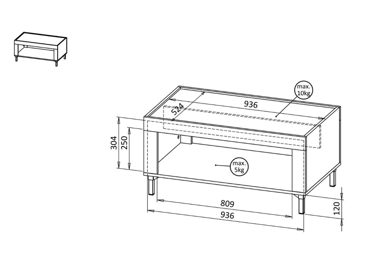 Couchtisch mit Stauraum Messina Weiß