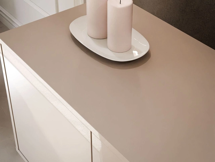 TV-Lowboard Glamour mit Türen schwarze Beine Vivance Kaschmir Hochglanz