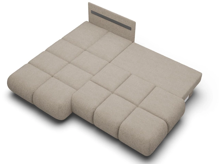 Ecksofa mit Schlaffunktion und Bettkasten Links Milet Hellgrau