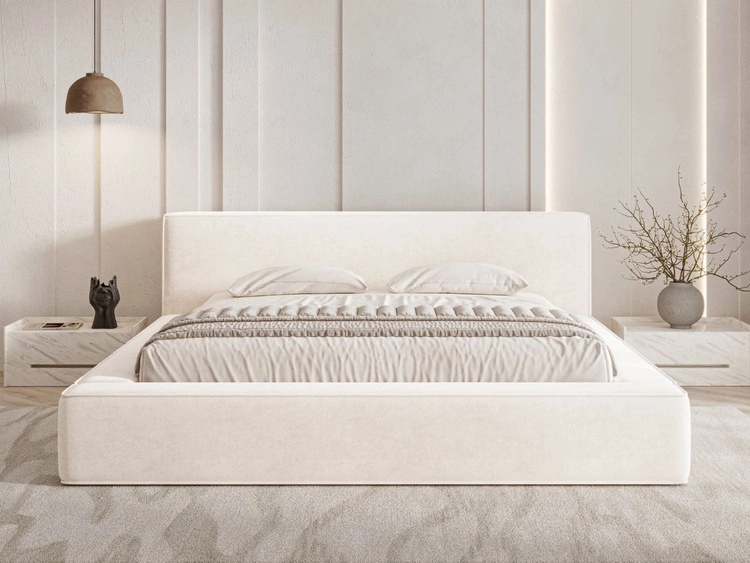 Polsterbett mit Bettkasten und Lattenrost 140x200 Mali Creme