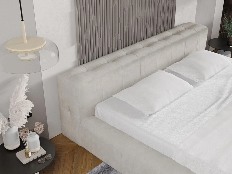 Polsterbett mit Bettkasten und Lattenrost 160x200 Lipari Beige