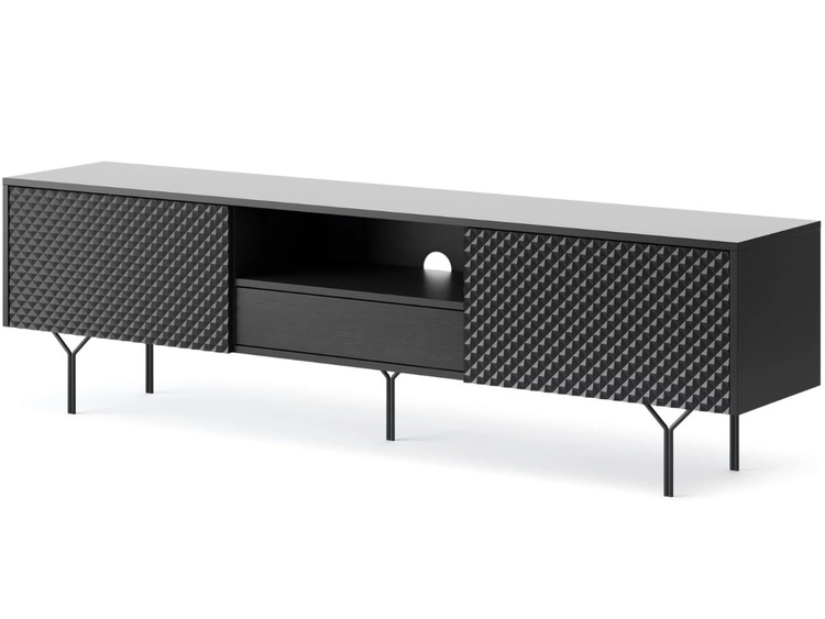 TV-Lowboard mit Schublade und Türen Schwarz