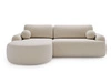 Ecksofa L-Form Links mit Schlaffunktion und Bettkasten Aurio Creme