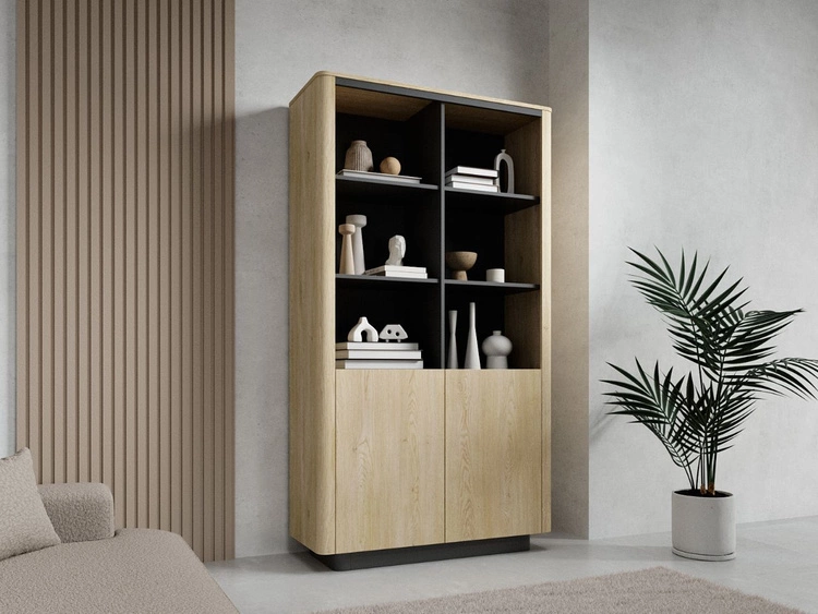 Regal mit zwei Schränken Fascino Eiche Cremona, Schwarz