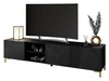 TV-Schrank mit goldenen Kunststoffbeinen und 3D-gefrästen Fronten Celiane Schwarz Glanz