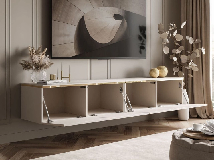 TV-Schrank zum Hängen im Glamour-Stil mit LED-Beleuchtung Celle Kaschmir Matt