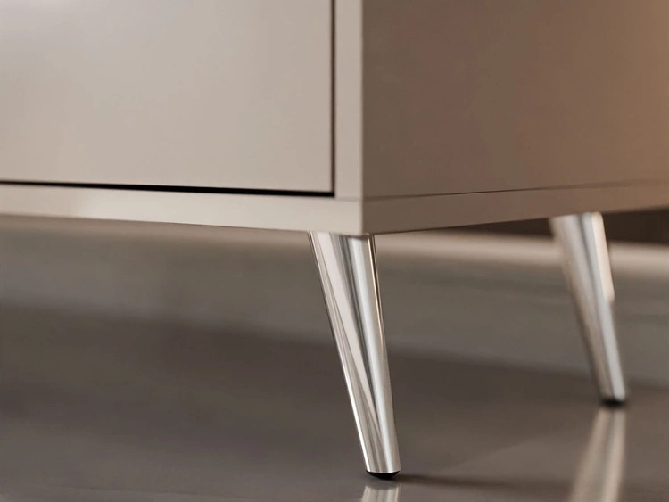 TV-Lowboard mit Türen auf silbernen Füßen Vivance, Kaschmir Hochglanz