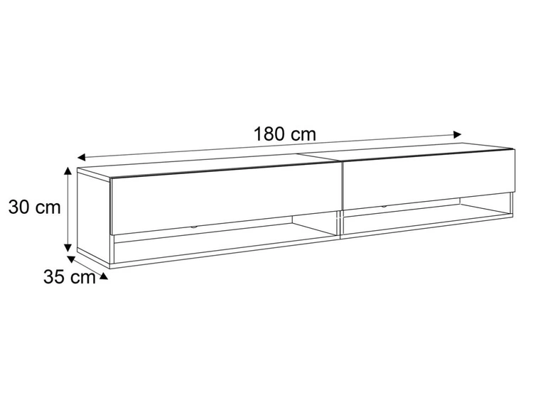 Hänge TV-Schrank 180 cm für Wohnzimmer mit LED-Beleuchtung Aurelie Kaschmir Hochglanz