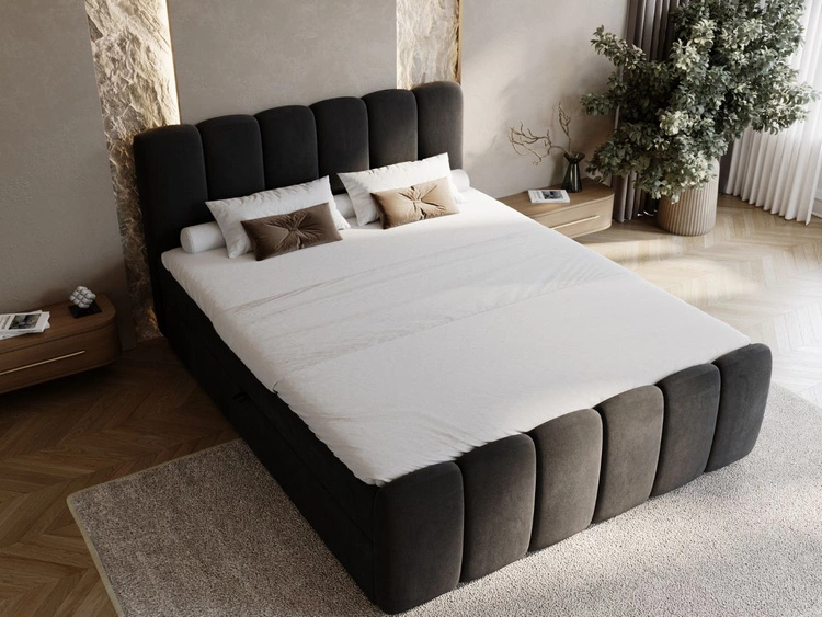 Boxspringbett mit Bettkasten 180x200 Cloud Schwarz