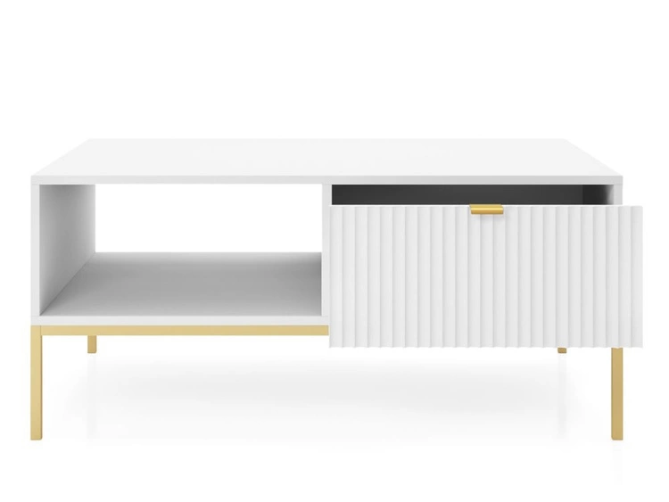 Couchtisch mit Stauraum Amber Weiß, Gold Frame