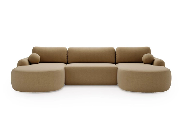 Wohnlandschaft mit Schlaffunktion und Bettkasten Aurio Hellbraun