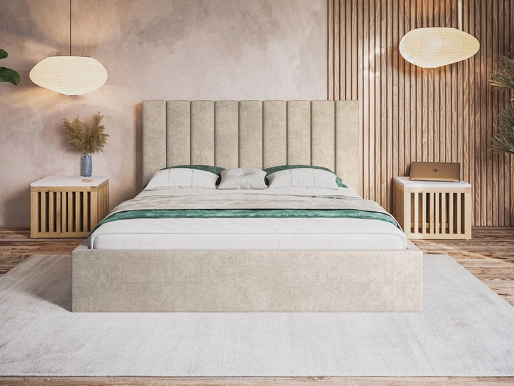 Polsterbett mit Bettkasten und Lattenrost 180x200 Sesto Beige