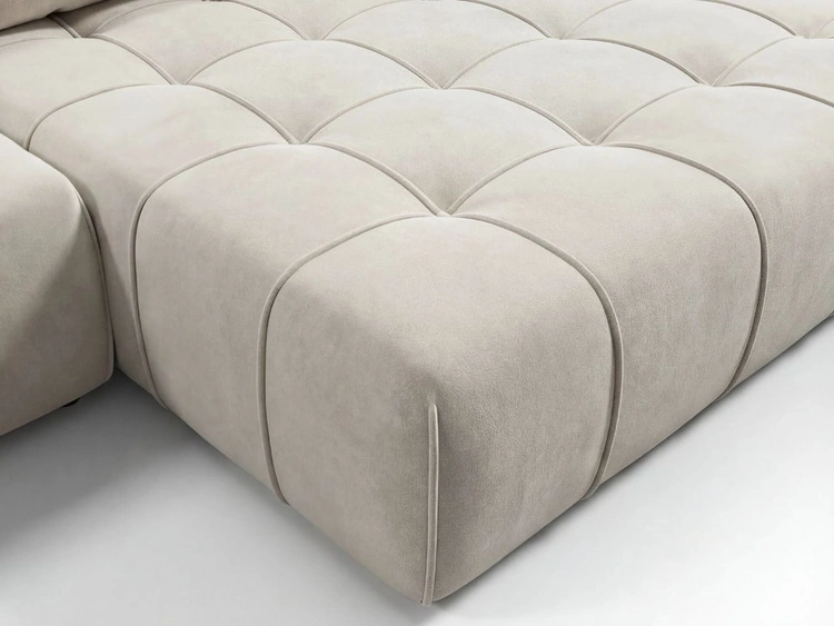 Ecksofa L-Form mit Schlaffunktion und Bettkasten Tulio Rechts Beige