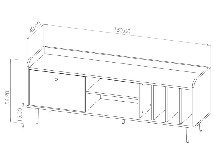 TV-Lowboard mit Türe 150 cm Vasa Braun
