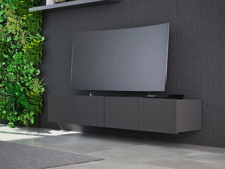 Set mit zwei TV-Lowboard mit Türen 100 cm Kioto Schwarz matt
