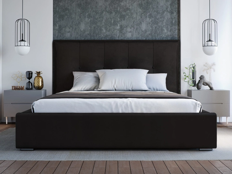 Polsterbett mit Bettkasten und Lattenrost 180x200 Valencia Schwarz