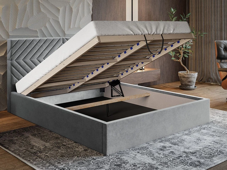 Polsterbett mit Bettkasten und Lattenrost 120x200 Loris Dunkelblau