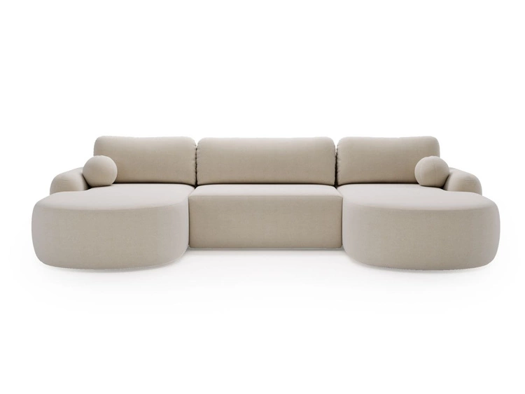 Wohnlandschaft mit Schlaffunktion und Bettkasten Aurio Creme