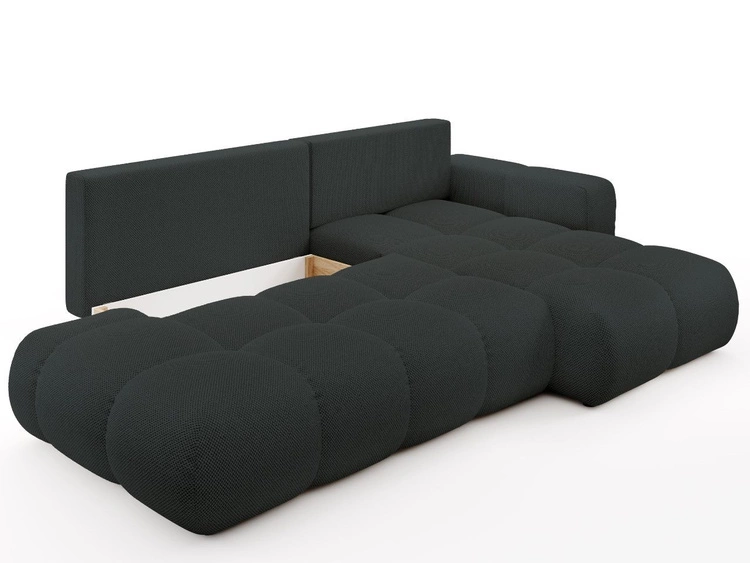 Ecksofa L-Form Rechts mit Schlaffunktion und Bettkasten Sile L Graphit