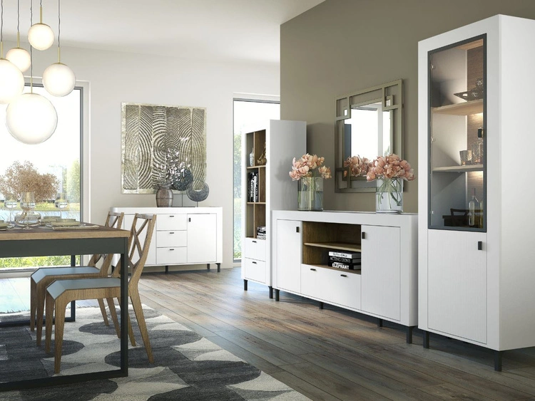 Kommode mit Türen und Schubladen Messina Weiß