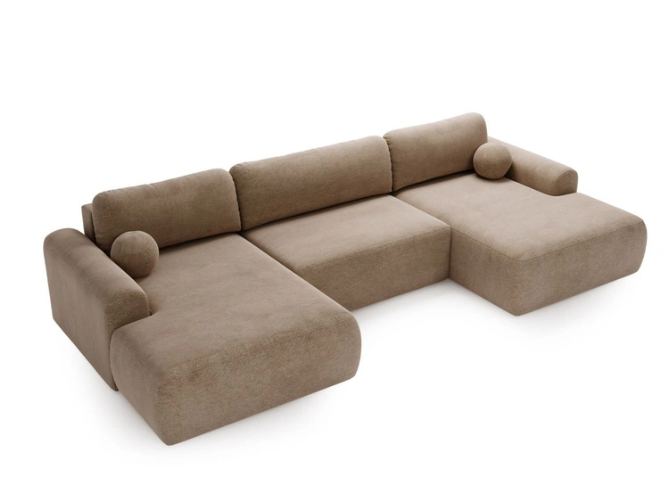 Wohnlandschaft mit Schlaffunktion und Bettkasten Savana Dunkelbeige