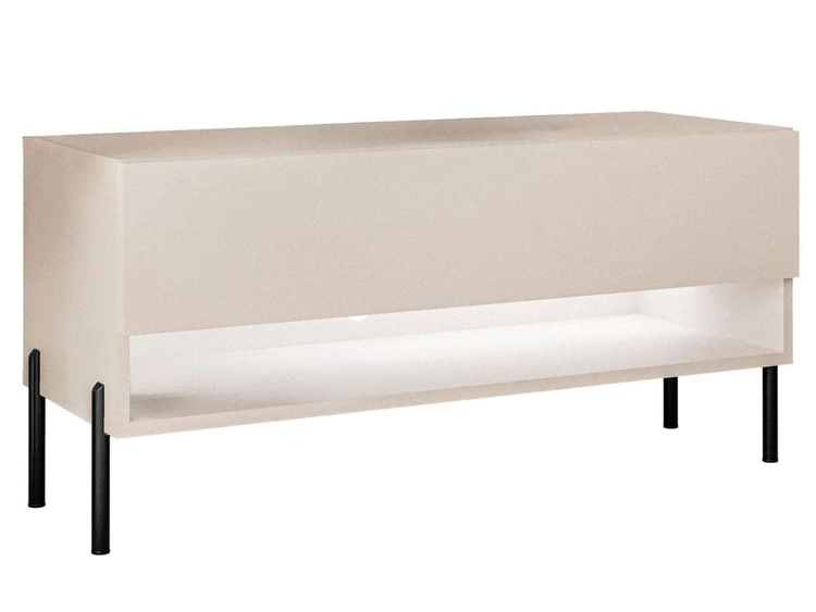 TV-Schrank 90 cm mit LED-Beleuchtung und schwarzen Metallbeinen Aurelie Kaschmir matt