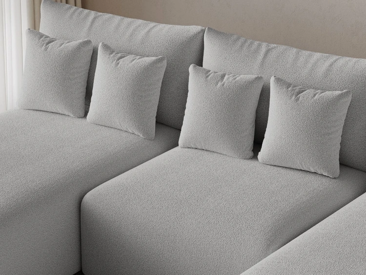 Ecksofa U mit Schlaffunktion und Bettkasten Ronni Grau