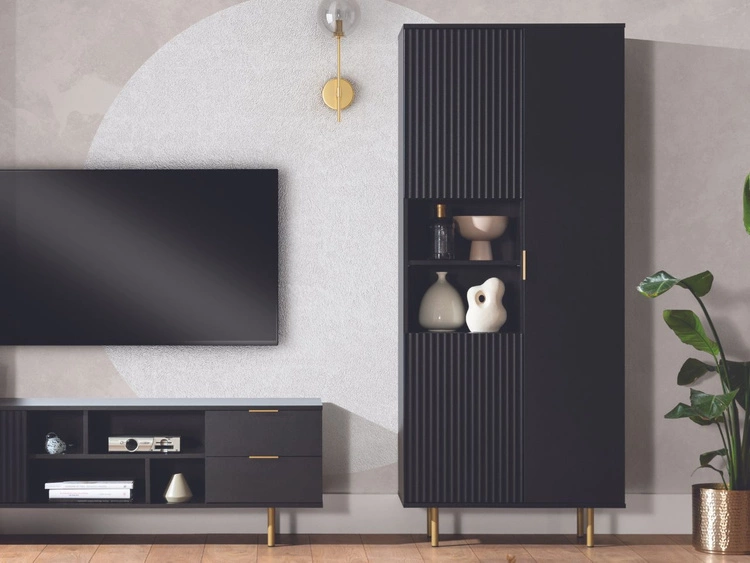 Regal mit Türen Ankara Schwarz Matt