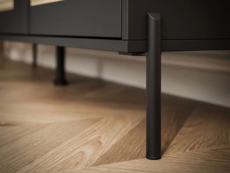 Drehtürkommode mit Flechtmuster im Boho-Stil Bellance schwarz