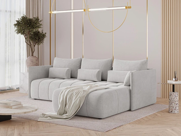 Ecksofa L-Form mit Schlaffunktion und Bettkasten Ardi Grau