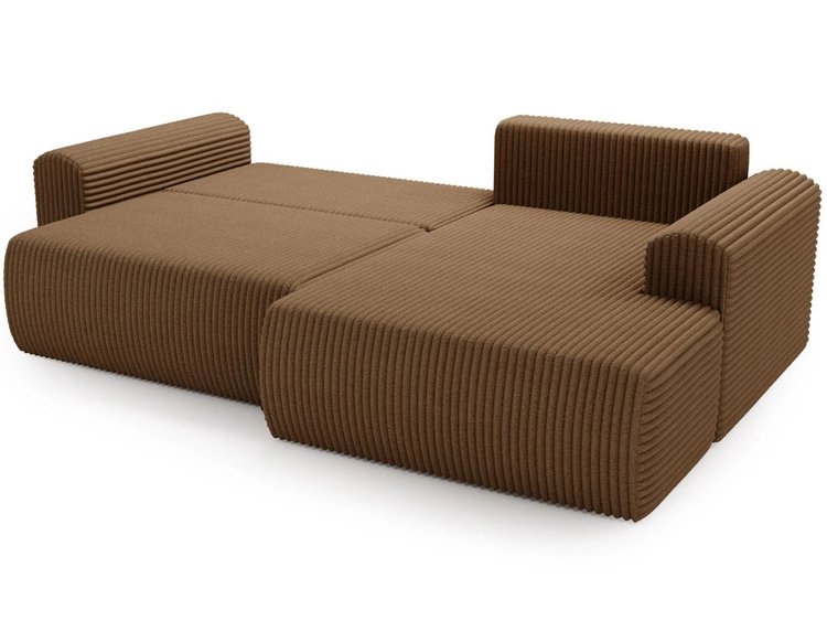 Ecksofa mit Schlaffunktion und Bettkasten Belvio rechts Braun