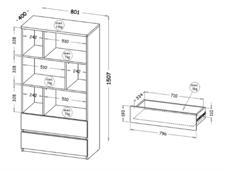 Möbel-Set für Jugendzimmer Arcadia Eiche Wotan, Weiß