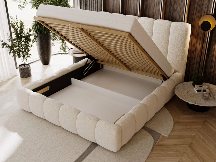 Polsterbett mit Bettkasten und Lattenrost 160x200 Imperial Creme