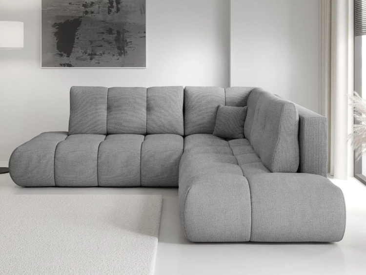 Ecksofa mit Schlaffunktion und Bettkasten Links Kair Grau