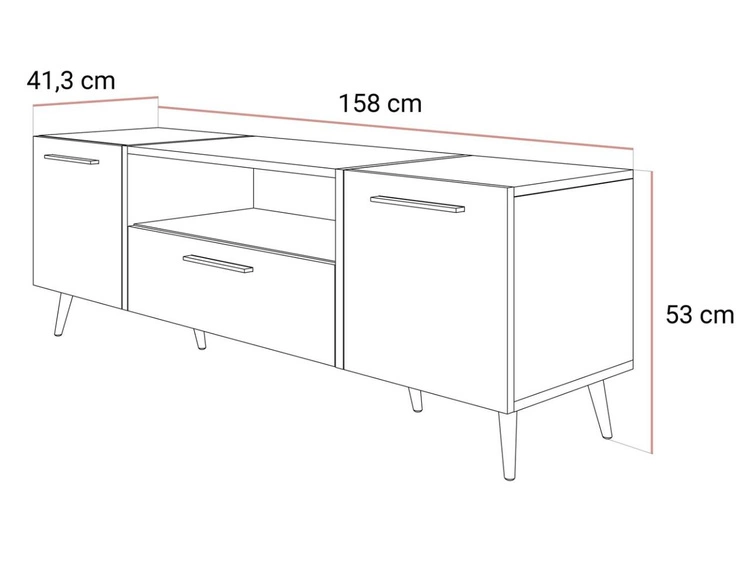 TV-Schrank im Glamour-Stil mit Schränken und Schublade Lunelie Kaschmir Hochglanz