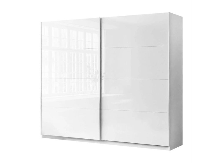 Schwebetürenschrank Zweitüriger 244 cm Nuveo Weiß Hochglanz