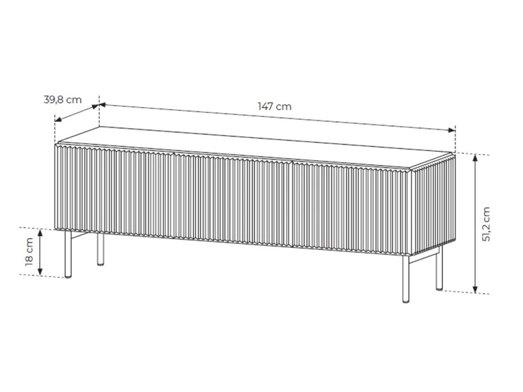 TV-Lowboard mit drei Türen Qualita Kaschmir