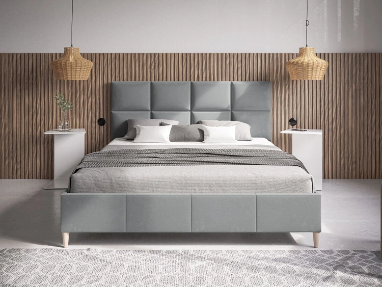 Polsterbett mit Lattenrost 140x200 Luxe Grau