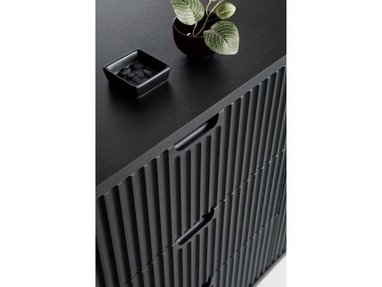 Kommode mit Türen und Schubladen Viva Schwarz auf Schwarzen Beinen