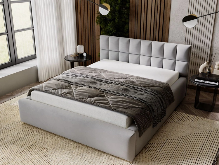 Polsterbett mit Bettkasten und Lattenrost 200x200 Hugo Grau