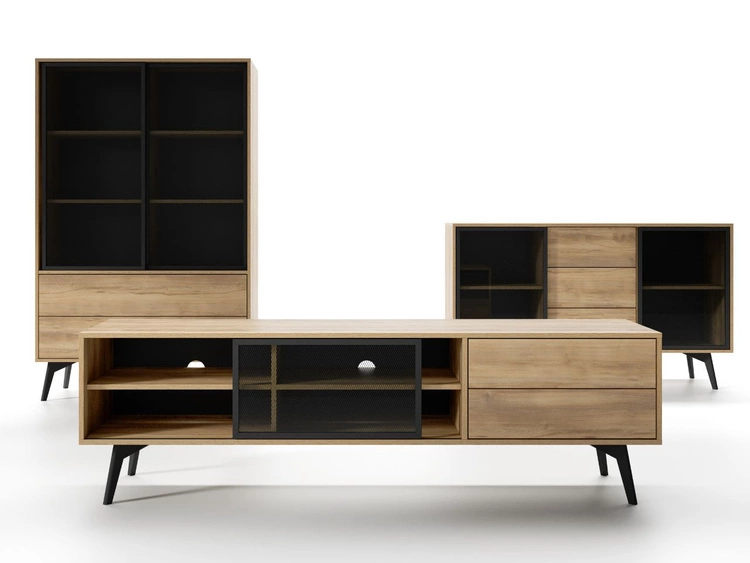 Wohnzimmerset Soil Barock Eiche, Schwarz