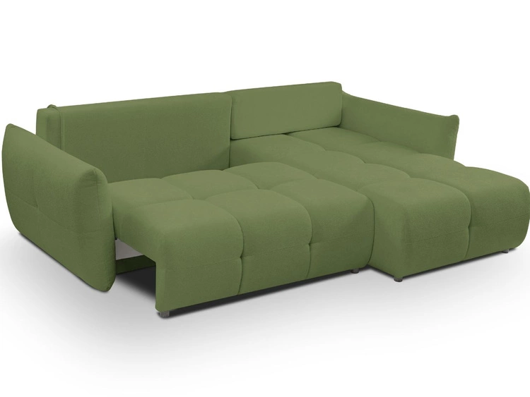 Ecksofa L-Form mit Schlaffunktion und Bettkasten Bene Grün