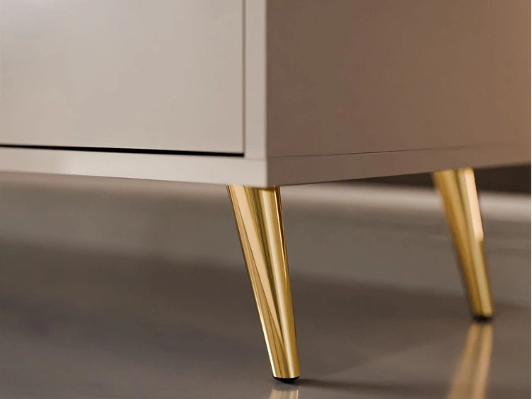 Dreitürige Kommode 154 cm Glamour-Stil auf goldfarbenen Metallbeinen Vivance Kaschmirglanz