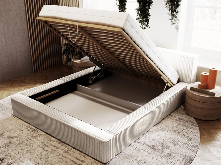 Polsterbett mit Bettkasten und Lattenrost 180x200 Lago Hellgrau